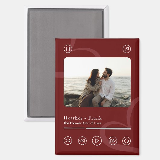 Modern Elegant Chic Music Player Photo Valentine's Magneet (Voorkant / Achterkant)
