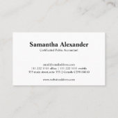 Modern Elegant Chic Numbers Logo Accountant Visitekaartje (Achterkant)