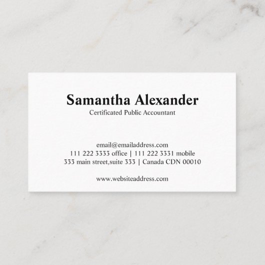 Modern Elegant Chic Numbers Logo Accountant Visitekaartje (Achterkant)