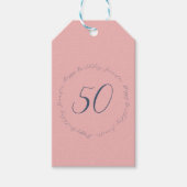 Modern Elegant Chic Pink and Navy 50th Birthday Cadeaulabel (Voorkant)