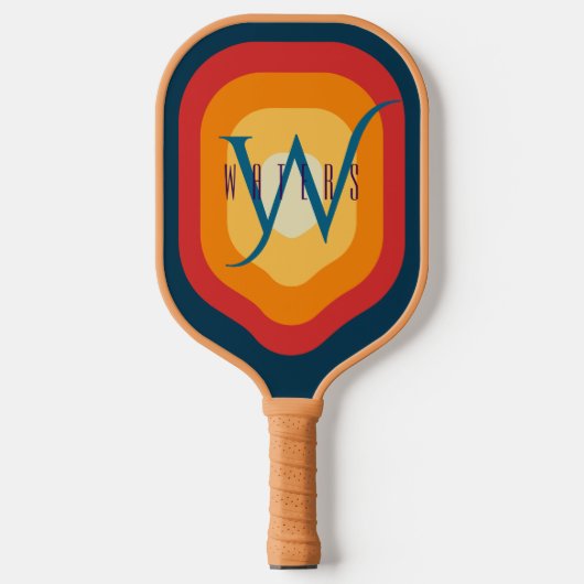 Modern Elegant Chic Retro Monogrammed Initiaal Naa Pickleball Paddle (Voorkant)