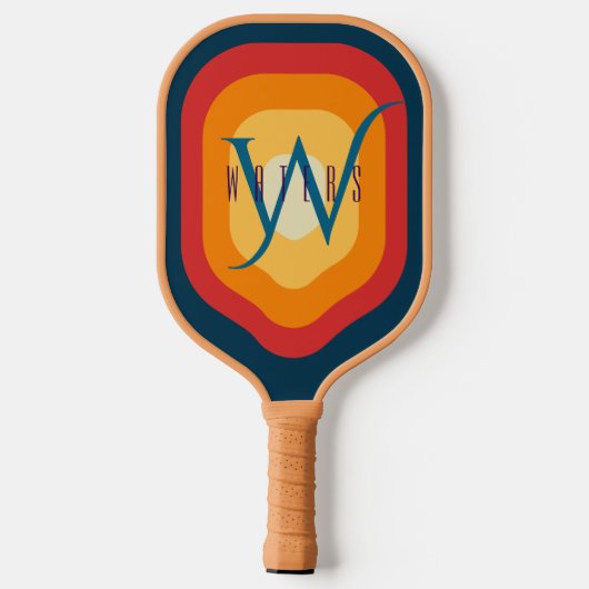 Modern Elegant Chic Retro Monogrammed Initiaal Naa Pickleball Paddle (Achterkant)