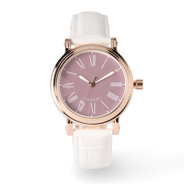 Modern Elegant Chic Roman Numerals Valentine Pink Horloge (Voorkant)