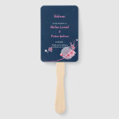Modern elegant chic roze floral Wedding Programme Handwaaier (Voorkant)