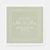 Modern Elegant Chic Sage Green White Wedding Servet (Voorkant)