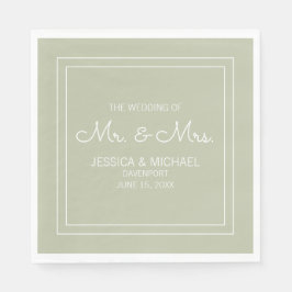 Modern Elegant Chic Sage Green White Wedding Servet