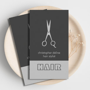 Modern Elegant Chic Silver Grey Hair Stylist Visitekaartje