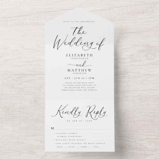 Modern Elegant Chic Simple Minimalist Weddenschap  All In One Uitnodiging (Binnen)