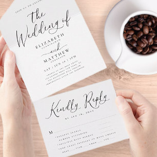 Modern Elegant Chic Simple Minimalist Weddenschap  All In One Uitnodiging