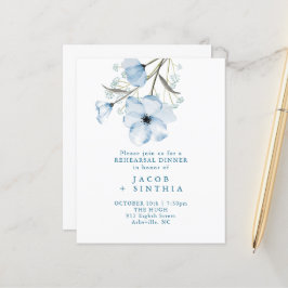 Modern Elegant Chic Stofblauwe Huwelijksprogramma