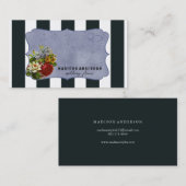Modern Elegant Chic Stripes Goud  Bloemen Visitekaartje (Voorkant / Achterkant)