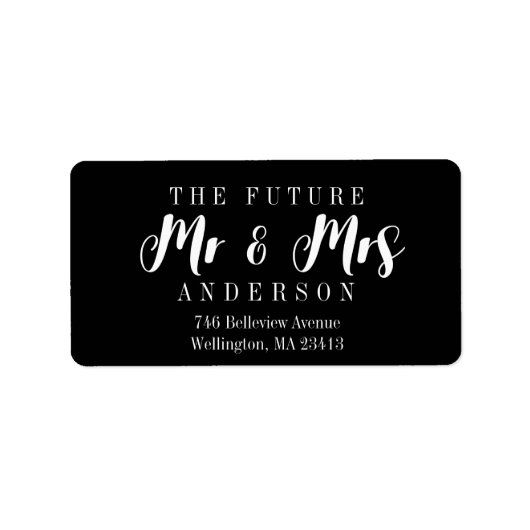 Modern Elegant Chic The Future Mr en Mrs Script Etiket (Voorkant)