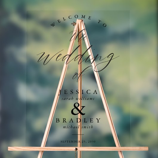 Modern Elegant Chic Transparant Huwelijk Welkom Acryl Bord (Neutraal)