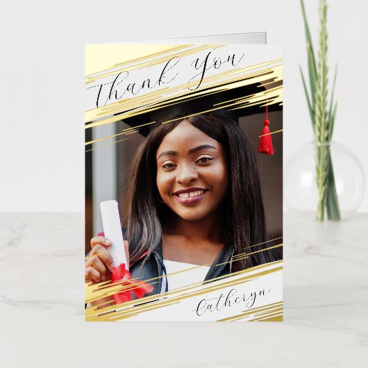 Modern Elegant Chic voeg foto Afstuderen toe Harte Folie Feestdagenkaart (Voorkant)