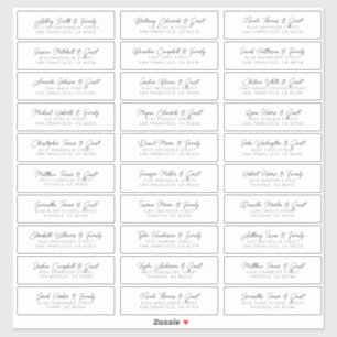 Modern Elegant Chic Wedding Guest Adres Sticker
