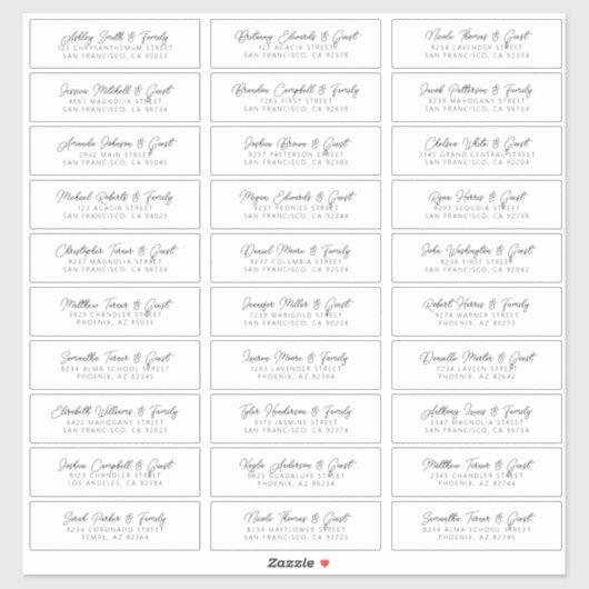 Modern Elegant Chic Wedding Guest Adres Sticker (Vel)