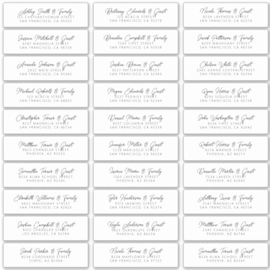 Modern Elegant Chic Wedding Guest Adres Sticker (Voorkant)