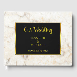 Modern elegant chic white marble patroon Wedding.. Gastenboek