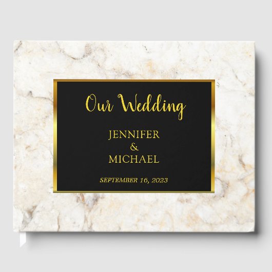 Modern elegant chic white marble patroon Wedding.. Gastenboek (Voorkant)