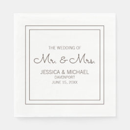 Modern Elegant Chic White Wedding Servet