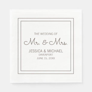 Modern Elegant Chic White Wedding Servet