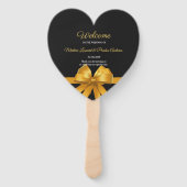 Modern elegant chic zwart en goud bruiloft program handwaaier (Voorkant)