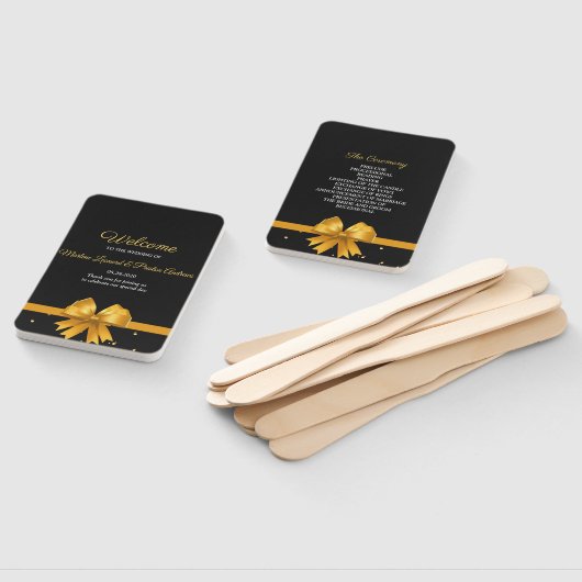 Modern elegant chic zwart en goud bruiloft program handwaaier (Niet-gemonteerd)