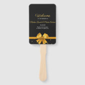 Modern elegant chic zwart en goud bruiloft program handwaaier (Voorkant)
