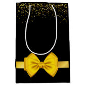 Modern elegant chic zwart en goud medium cadeauzakje (Voorkant)