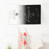 Modern Elegant Chic Zwart Wit Huwelijk Welkom Spandoek (Insitu)