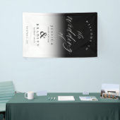 Modern Elegant Chic Zwart Wit Huwelijk Welkom Spandoek (Beurs)