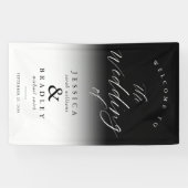 Modern Elegant Chic Zwart Wit Huwelijk Welkom Spandoek (Horizontaal)