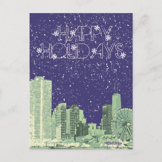 Modern Elegant Chicago City Skylin ecard Briefkaart (Voorkant)