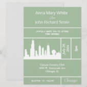 Modern Elegant Chicago City Skyline Invitation Kaart (Voorkant / Achterkant)