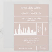 Modern Elegant Chicago City Skyline Invitation Kaart (Voorkant / Achterkant)