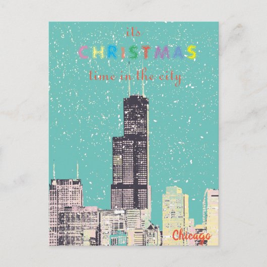 Modern Elegant Chicago City Skyline Wenskaart Briefkaart (Voorkant)