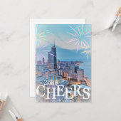 Modern Elegant Chicago City Skyline Wenskaart Kaart (Voorkant / Achterkant in situ)