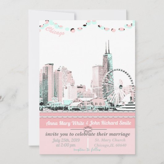 Modern Elegant Chicago Skyline Kaart (Voorkant)