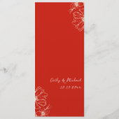 Modern elegant Chinees bruiloft floral script rood Menu (Achterkant)