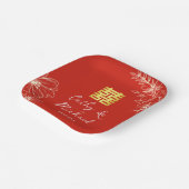 Modern elegant Chinees bruiloft floral script rood Papieren Bordje (Gebogen)