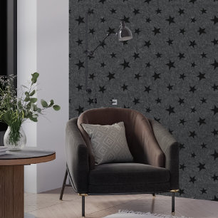 Modern Elegant Chique Black Star Patroon Behang