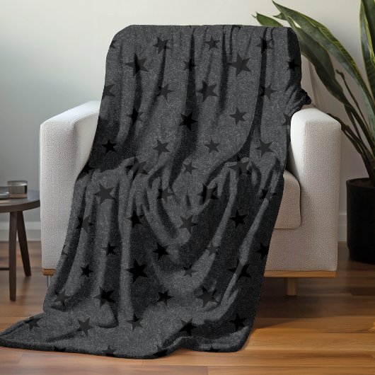 Modern Elegant Chique Black Star Patroon Fleece Deken