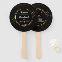 Modern Elegant Chique gouden Licht Huwelijksprogra Handwaaier