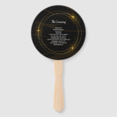 Modern Elegant Chique gouden Licht Huwelijksprogra Handwaaier (Achterkant)