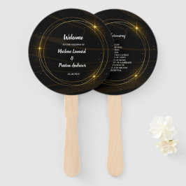 Modern Elegant Chique gouden Licht Huwelijksprogra Handwaaier