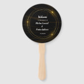 Modern Elegant Chique gouden Licht Huwelijksprogra Handwaaier (Voorkant)