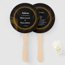 Modern Elegant Chique gouden Licht Huwelijksprogra Handwaaier
