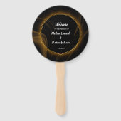 Modern Elegant Chique gouden Licht Huwelijksprogra Handwaaier (Voorkant)