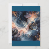 Modern Elegant Chique Navy Blauw & Perzik Marmer Kaart (Achterkant)