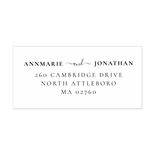 Modern Elegant Chique Script Bruiloft Retouradres Rubberstempel (Afrduk)